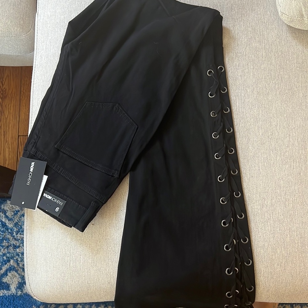 Tall lace up flare jeans